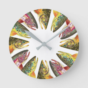 Forellenfischerei Runde Wanduhr