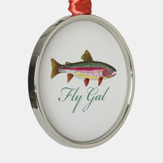 Forellenfischerei Silbernes Ornament (Rechts)