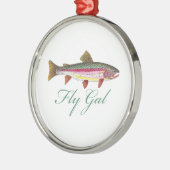 Forellenfischerei Silbernes Ornament (Links)