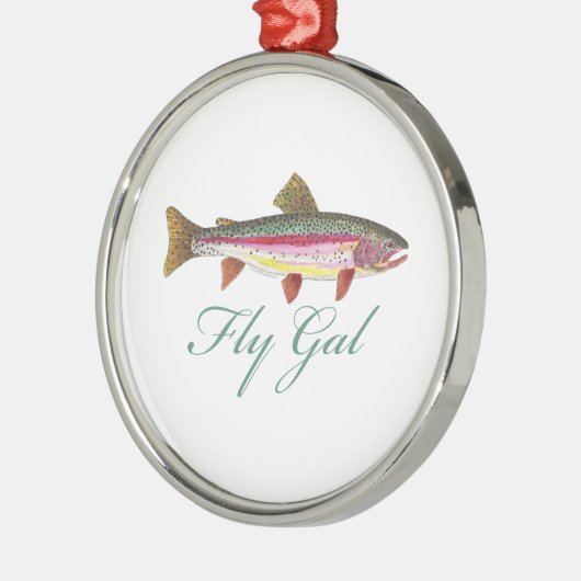 Forellenfischerei Silbernes Ornament (Links)