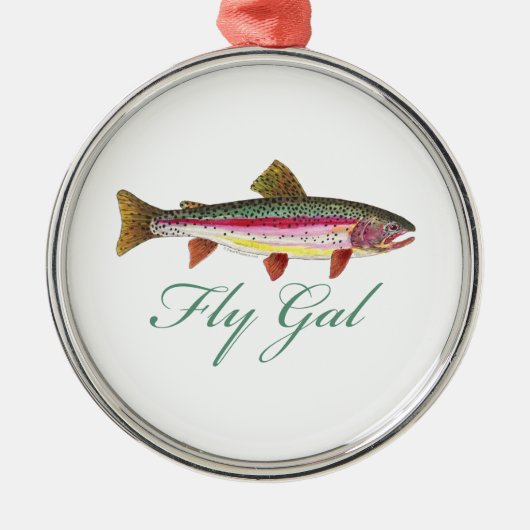 Forellenfischerei Silbernes Ornament (Vorne)