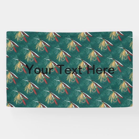 Forellenfliege Fliegenfliege auf grüner Banner (Horizontal)