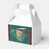 Forellenfliege Fliegenfliege auf grüner Geschenkschachtel (Rückseite)