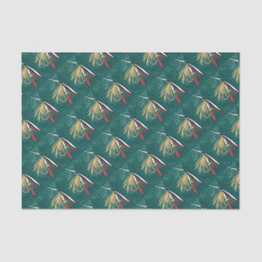 Forellenfliege Fliegenfliege auf grüner Seidenpapier (Vorderseite)