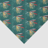 Forellenfliege Fliegenfliege auf grüner Seidenpapier (Ausschnitt)