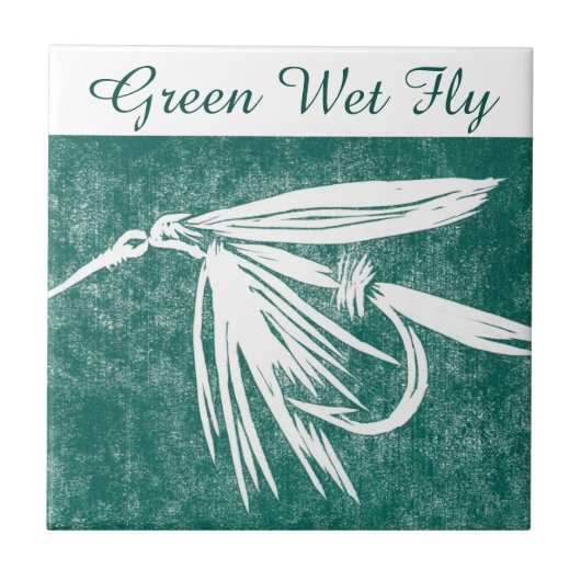 Forellenfliege "Green Net Fly"-Fliesen. Fliese (Vorderseite)
