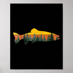 Forellenfliegenfischen Outdoor Wald Natur Wildtier Poster