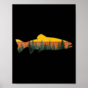 Forellenfliegenfischen Outdoor Wald Natur Wildtier Poster