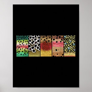 Forellenmuster Kunst Regenbogen Braun Goldene Cutt Poster