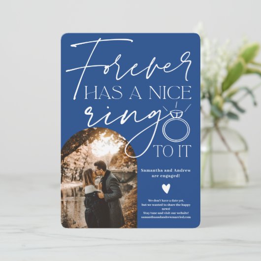 Forellenring Foto Bogen blaue Verlobung Ankündigung (Stehend Vorderseite)