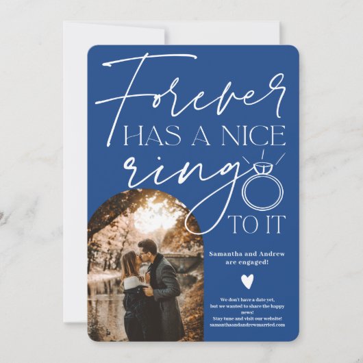 Forellenring Foto Bogen blaue Verlobung Ankündigung (Vorderseite)