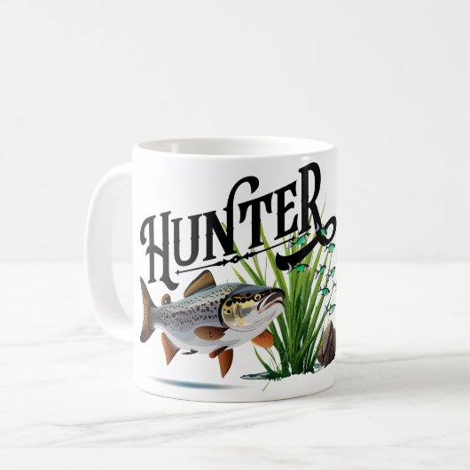 Forellensee Jagd auf eine Schule der Minnows Kaffeetasse (Vorderseite Links)