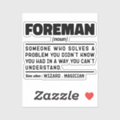 Foreman Noun Definition Beruflich Father Funny Aufkleber (Blatt)