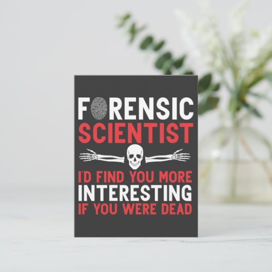 Forensic Scientiwer Interviewer Death Skull Bones Postkarte (Stehend Vorderseite)