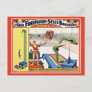 Forepaugh & Sells Brothers Vintage Zirkusplakat Postkarte