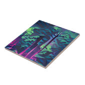 Forest abstrakte Grafik rosa und grün Fliese (Seite)