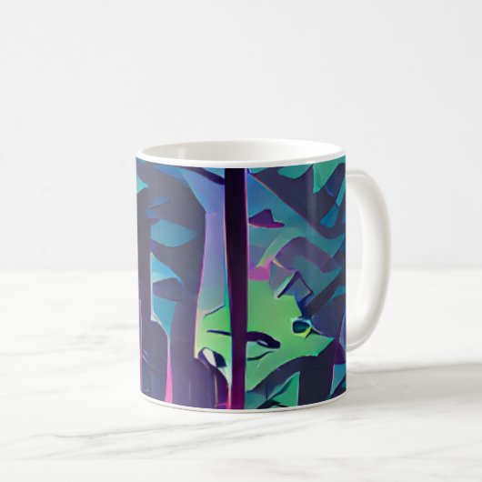 Forest abstrakte Grafik rosa und grün Kaffeetasse (VorderseiteRechts)