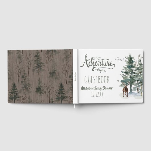 Forest Adventure Baby Shower Boy Gästebuch (Voll)