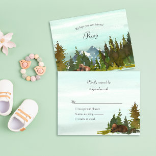 Forest Adventure Bear Baby Dusche UAWG RSVP Karte