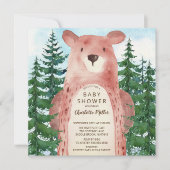 Forest Adventure Bear Boys Kinderdusche Einladung (Vorderseite)
