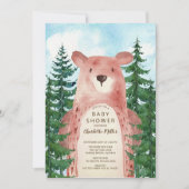 Forest Adventure Bear Boys Kinderdusche Einladung (Vorderseite)