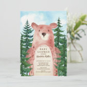 Forest Adventure Bear Boys Kinderdusche Einladung (Stehend Vorderseite)