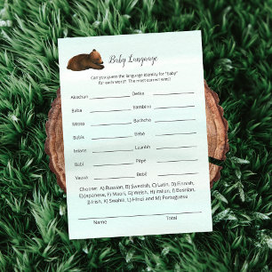 Forest Adventure Bears Baby Language Game Card Einladung