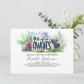 Forest Adventure Boy Country Bear Deer Baby Dusche Einladung (Stehend Vorderseite)