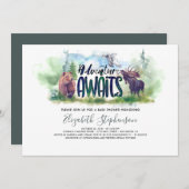 Forest Adventure Boy Country Bear Deer Baby Dusche Einladung (Vorne/Hinten)