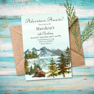 Forest Adventure Boy Rustic Bears Geburtstagsparty Einladung