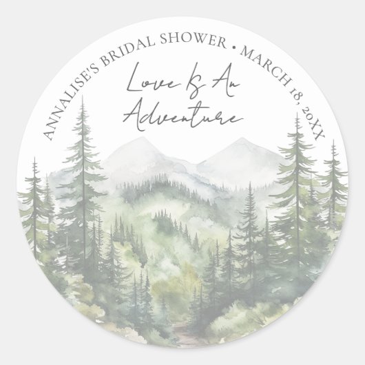 Forest Adventure Bridal Shower Runder Aufkleber (Vorderseite)