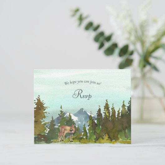 Forest Adventure Deer Baby Shooter UAWG RSVP Karte (Stehend Vorderseite)