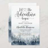 Forest Adventure fängt Aquarell Babydusche an Einladung (Vorne/Hinten)