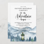 Forest Adventure fängt Camping Geburtstag an Einladung (Vorne/Hinten)
