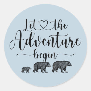 Forest Adventure Mountains Baby Shower Classic Runder Aufkleber