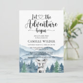 Forest Adventure Mountains Bear Cub Babydusche Einladung (Stehend Vorderseite)