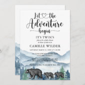 Forest Adventure Mountains Bears Baby Dusche Einladung (Vorne/Hinten)