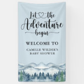 Forest Adventure Mountains Blue Baby Dusche Banner (Vertikal)