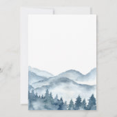 Forest Adventure Mountains Blue Baby Dusche Einladung (Rückseite)