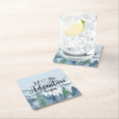 Forest Adventure Mountains Blue Baby Dusche Rechteckiger Pappuntersetzer (Vor Ort)