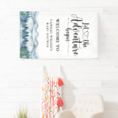Forest Adventure Mountains Blue Baby Shower Banner (Insitu)