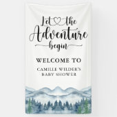 Forest Adventure Mountains Blue Baby Shower Banner (Vertikal)