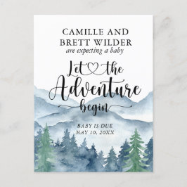 Forest Adventure Mountains Kinderdusche Schwangers Ankündigungspostkarte