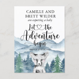 Forest Adventure Mountains Kinderdusche Schwangers Ankündigungspostkarte