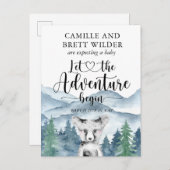 Forest Adventure Mountains Kinderdusche Schwangers Ankündigungspostkarte (Vorne/Hinten)