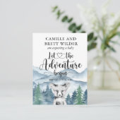 Forest Adventure Mountains Kinderdusche Schwangers Ankündigungspostkarte (Stehend Vorderseite)