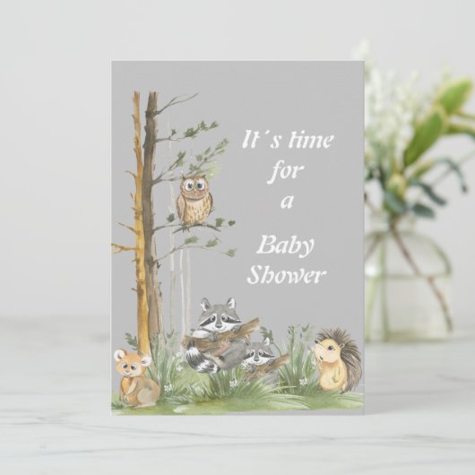Forest amimal baby Dusche Einladung (Stehend Vorderseite)