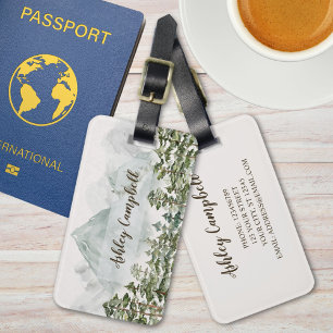 Forest and Mountains Nature Watercolor Gepäckstück Gepäckanhänger