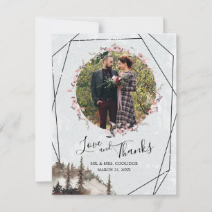 Forest and Raven Floral Wreath Wedding Vielen Dank Dankeskarte