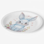 Forest Animal Baby Shower Decor Blue Bunny Pappteller (Schrägansicht)